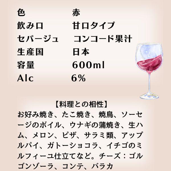 シャトー勝沼 ワイン 無添加 無補糖 赤ワイン 甘口 600ml 瓶｜liquorisland｜06