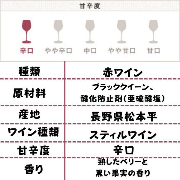 信州ワイン ミュゼドゥヴァン 松本平 ブラッククイーン 赤 辛口 720ml 瓶 6本 アルプス ワイン 送料無料_2