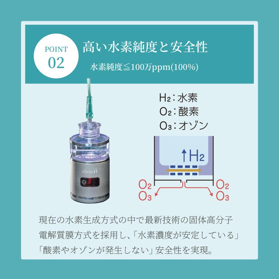 水素吸入器 アリビオ 水素吸引器 水素ガス 水素吸入 水素生成器 小型 コンパクト ポータブル 持ち運び 充電式 純水素ガス alivio H 家庭用｜liquramo｜10