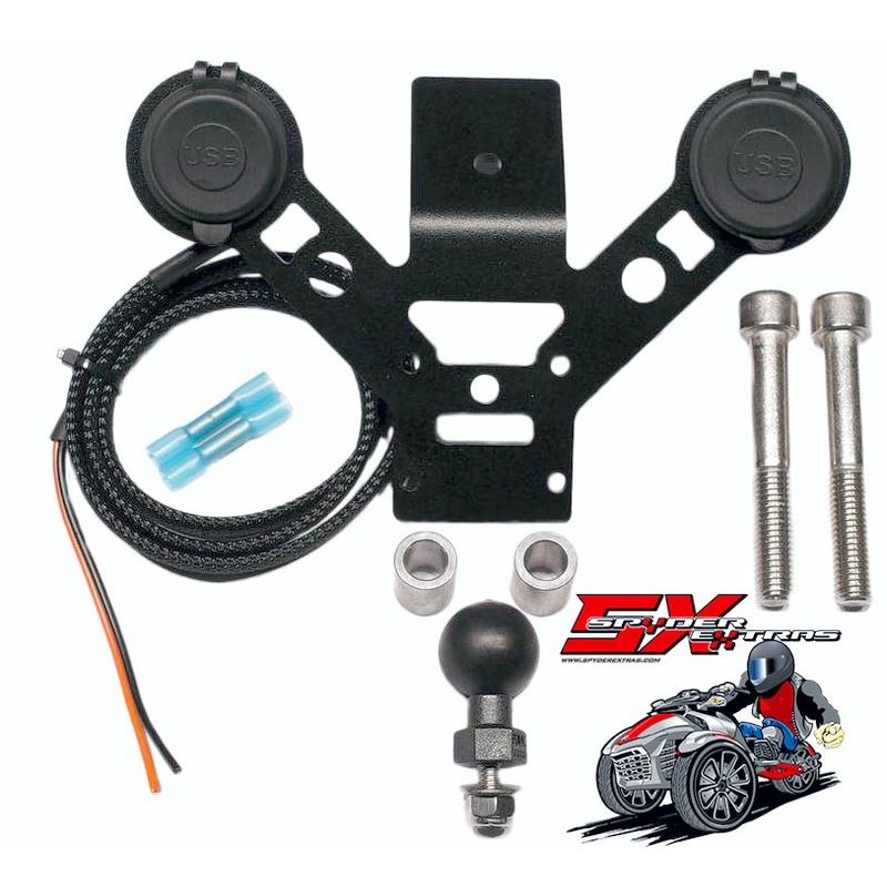 spyderextras製　CAN-AM SPYDER F3用 5V2.1A USB×2×2　ドッキングステーション