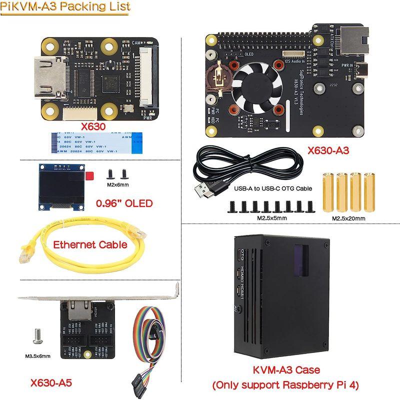 Geekworm PiKVM-A3 IPKVMリモートコントロールサーバー操作（外部PC遠隔操作）、Raspberry Pi 4のみ適用 A3 X630 PiKVM Raspberry IPKVMリモートコントロールサーバー操作 外部PC遠隔操作 Pi 4のみ適用 I2Sオーディオ