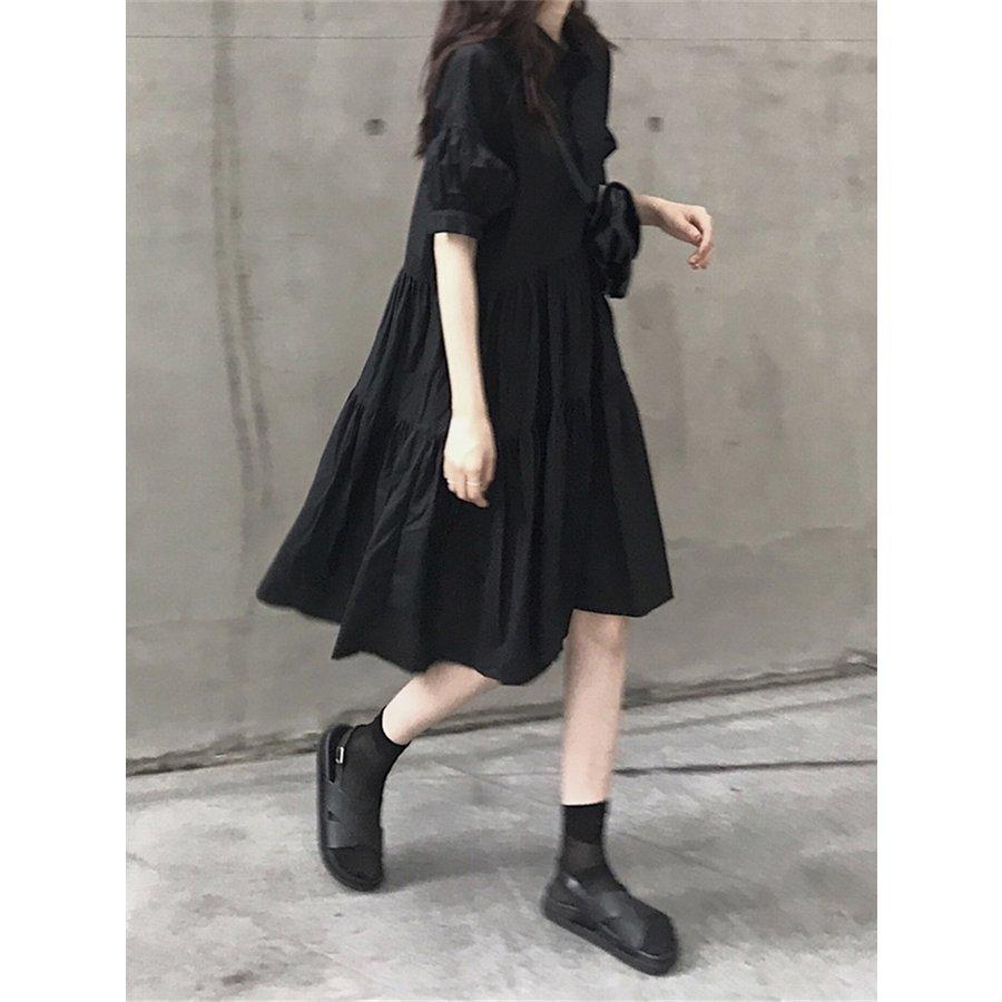 シャツワンピース レディース 40代 キレイめ 膝丈ワンピース 春夏 半袖ワンピース 黒 フレアスカート シャツワンピ おしゃれ 韓国風 ゆったり 大人可愛い30代 Qswitowj3r Www Swayzecrazies Com