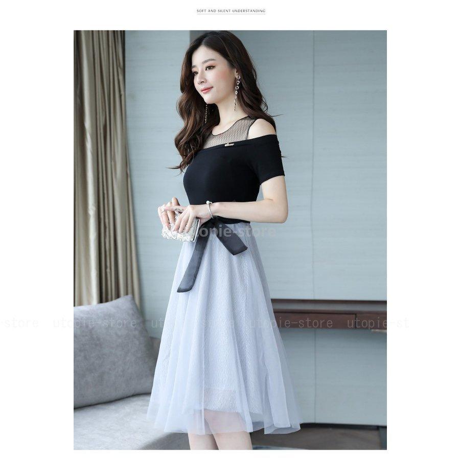 初売り ワンピース レディース 夏 オフショルダー 半袖 ドレス パーティー 結婚式 発表会 二次会 Aライン フレア レース ウエスト切り替え 30代 40代 50代 ワンピース Www We Job Com