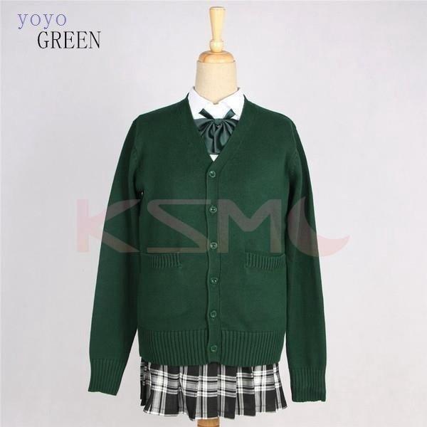 超人気新品 ニットカーディガン 女子高生制服 セーラー服 無地 シンプル Vネック サマー カーディガン セーター カーデ オフィス 衣装 学生服 学生 Simbcity Net