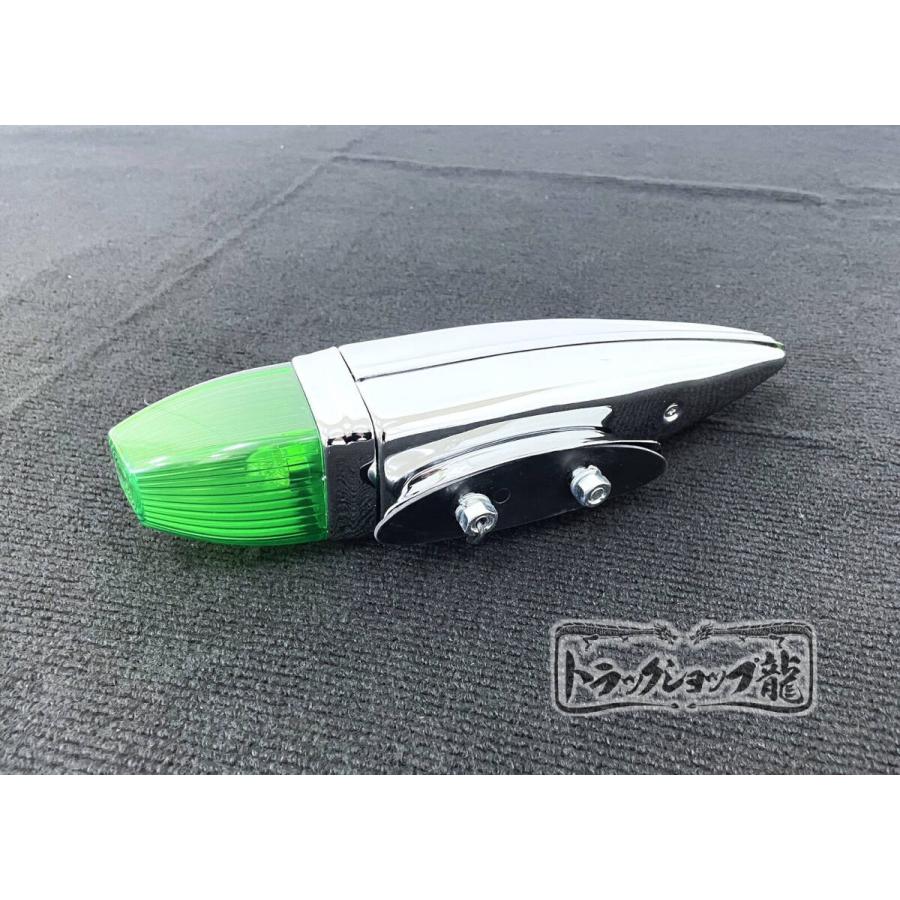 新登場！フェンダーマーカー 大 ２個セット【緑色】サイドランプ 24V電球付 ロケットマーカー レトロ デコトラ トラックパーツ D0634D_2