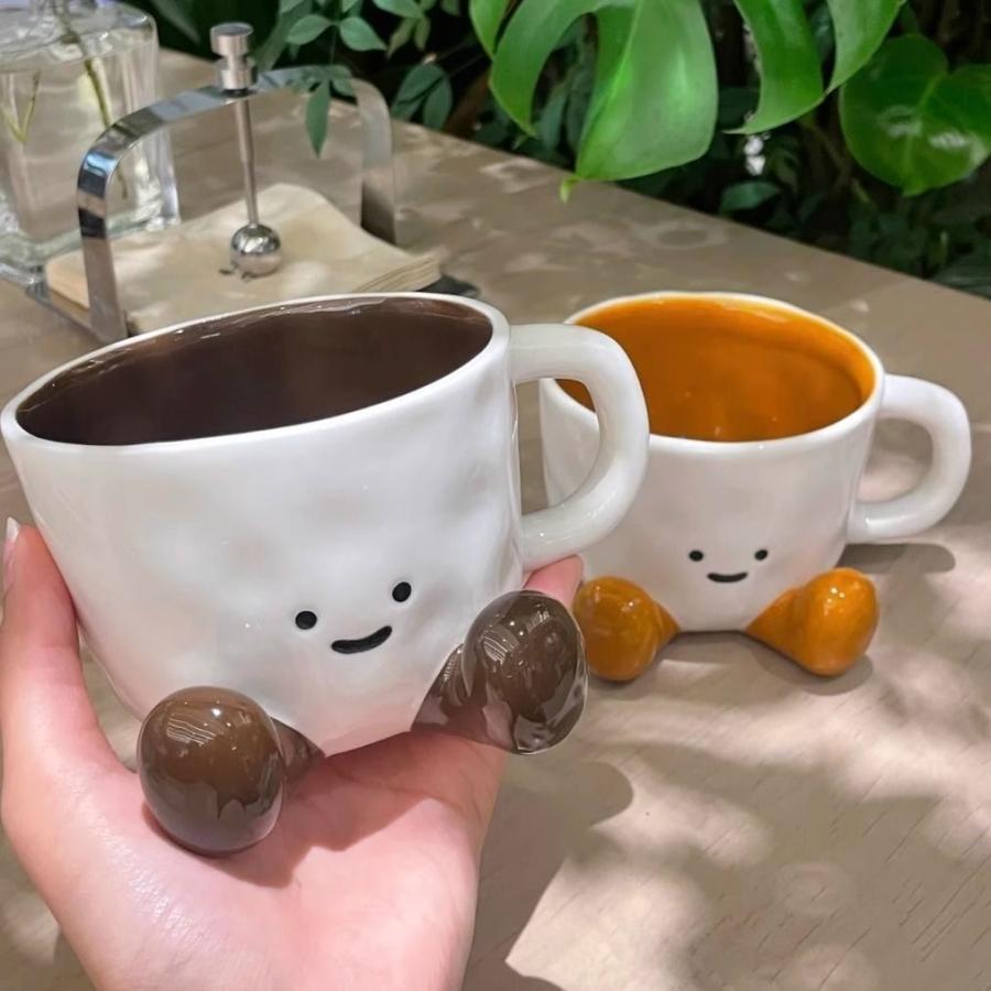 マグカップ 可愛いマグカップ 足付きマグカップ フェイスマグカップ