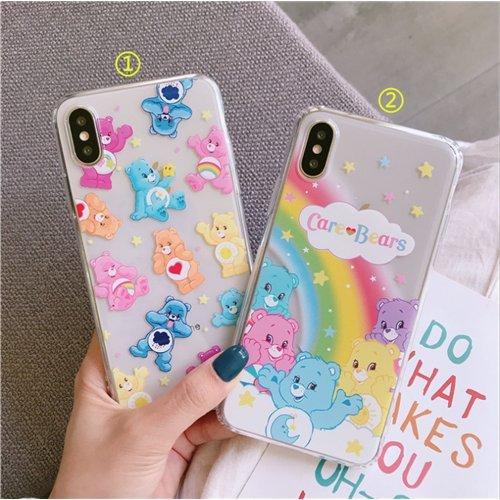 care bears ケアベア　雲の上の国　新発売　癒される　透明 新デザイン　スマホケース　携帯ケース　希少iPhone7/8 XR7plus/8plusX/XSXS Max 11 SE2新発売｜lisshop