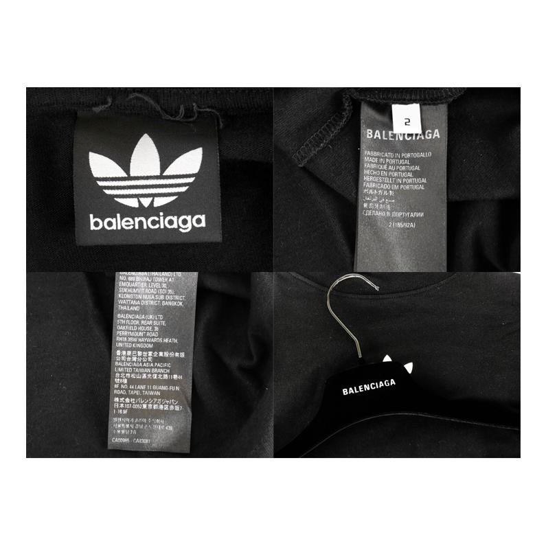 BALENCIAGA × アディダス adidas ■ 23SS 【 739101 TNVA6 】 ロゴ プリント スリーライン オーバーサイズ Tシャツ w14289 【Bodies】