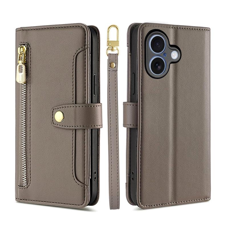 iPhone 17 ケース 手帳型 【 ストラップ 長+短 2本】肩掛け 財布一体 ファスナー式小銭入れ カード収納6ヶ所 爆買 | iPhone | 17