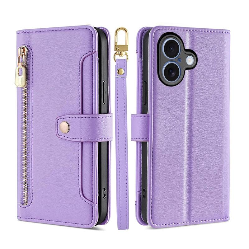 iPhone 17 ケース 手帳型 【 ストラップ 長+短 2本】肩掛け 財布一体 ファスナー式小銭入れ カード収納6ヶ所 爆買 | iPhone | 19