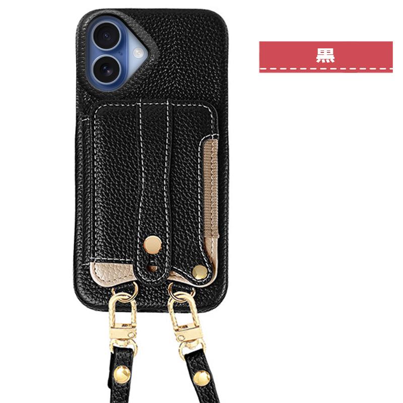 iPhone17用 ケース ストラップ一体型 カード収納 背面ポケット ハンドベルト付き スタンド機能 落下防止 爆買 | iPhone | 13