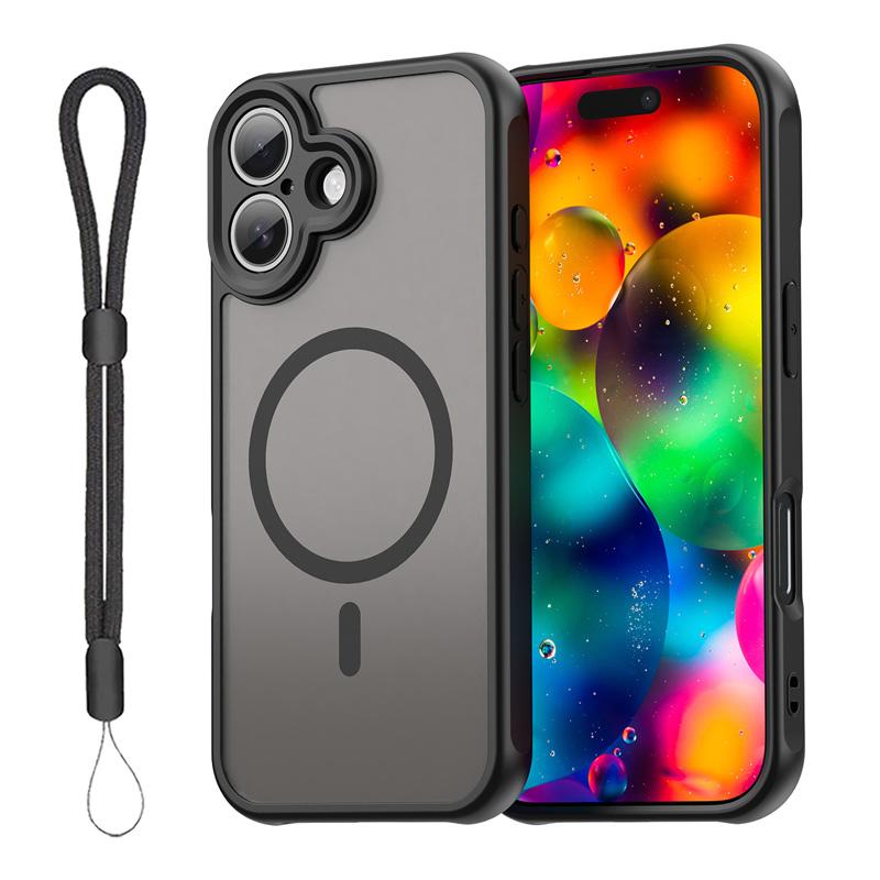 iPhone 17 ケース MagSafe対応 TPU+PC素材 PC背面 耐衝撃 TPUバンパー 着脱簡単 マット仕上 指紋防止 落下防止ストラップ付き 爆買 | iPhone 17 | 11