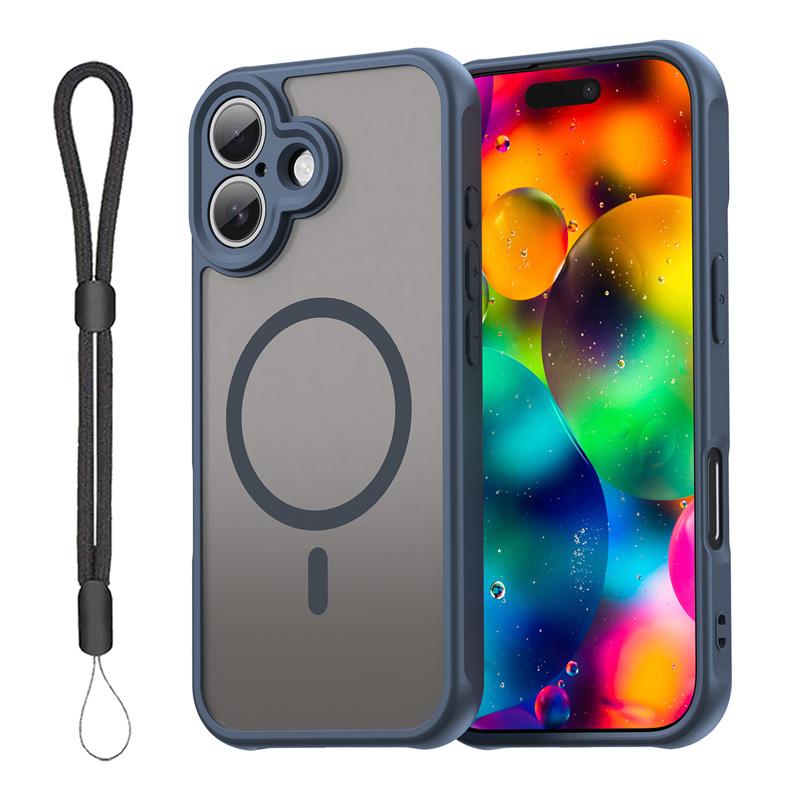 iPhone 17 ケース MagSafe対応 TPU+PC素材 PC背面 耐衝撃 TPUバンパー 着脱簡単 マット仕上 指紋防止 落下防止ストラップ付き 爆買 | iPhone 17 | 12