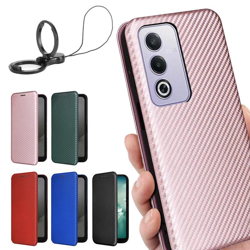 OPPO A A5 5G/OPPO A3 5G 共用 ケース 手帳型 炭素繊維風素材 ベルト