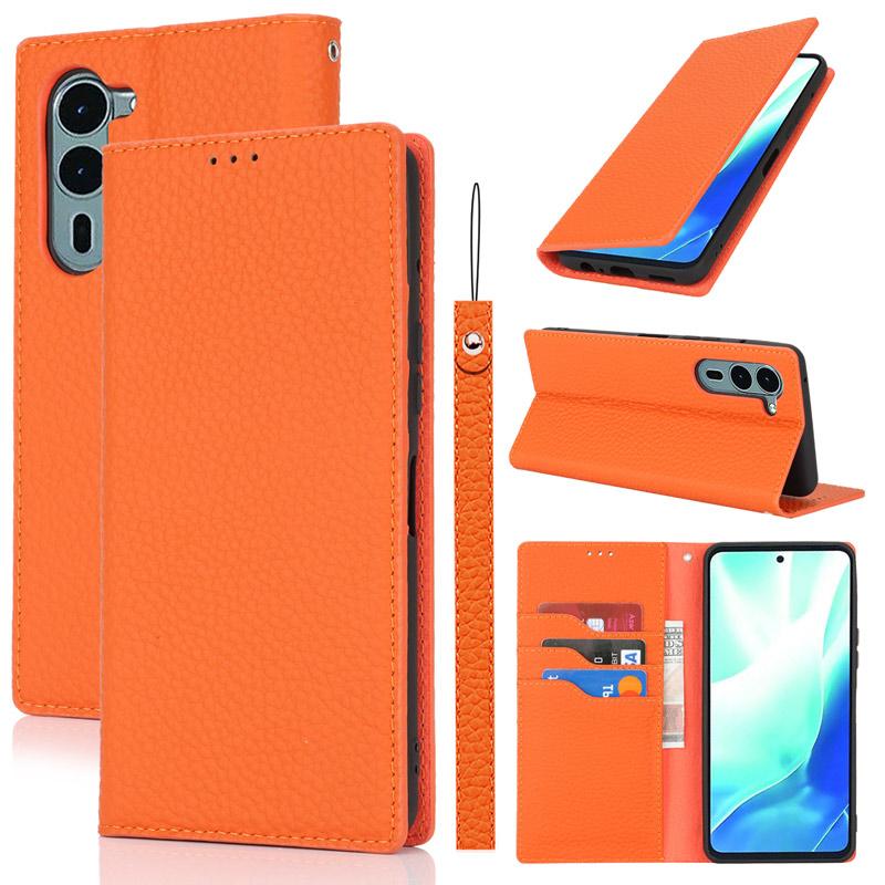 本革 arrows Alpha F-51F ケース 手帳型 財布型 耐衝撃 ベルト無し スタンド機能 カード収納 イヤホンクリップ ストラップ付き | arrows | 18