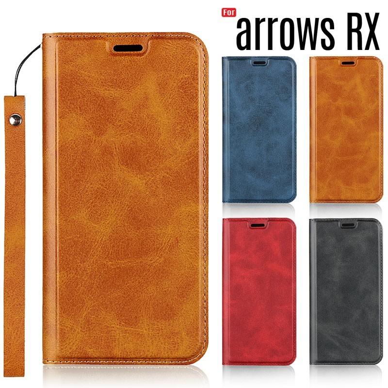 arrows RX ケース 手帳型 カバー 薄型 ストラップ付き カード収納 