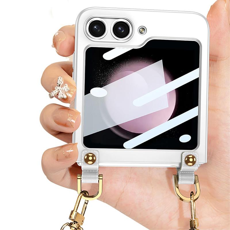 Galaxy Z Flip6 ケース カバー ショルダーストラップ付き 両手