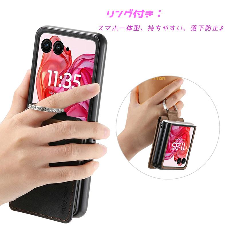 Galaxy Z Flip7 ケース 180度折り畳み可能 スエード調レザー 耐衝撃 複数カード収納 落下防止指リング付き 爆買 | Galaxy Z | 07