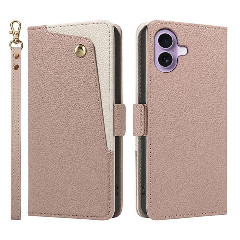 iPhone iPhone17 ケース 手帳型 財布型 シボ加工素材 小型ミラー