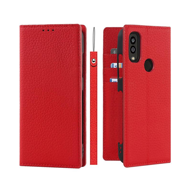 Android One 本革 京セラ S10 ケース 手帳型 カバー ストラップ付き