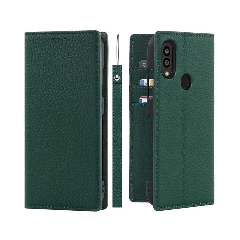 Android One 本革 京セラ S10 ケース 手帳型 カバー ストラップ付き