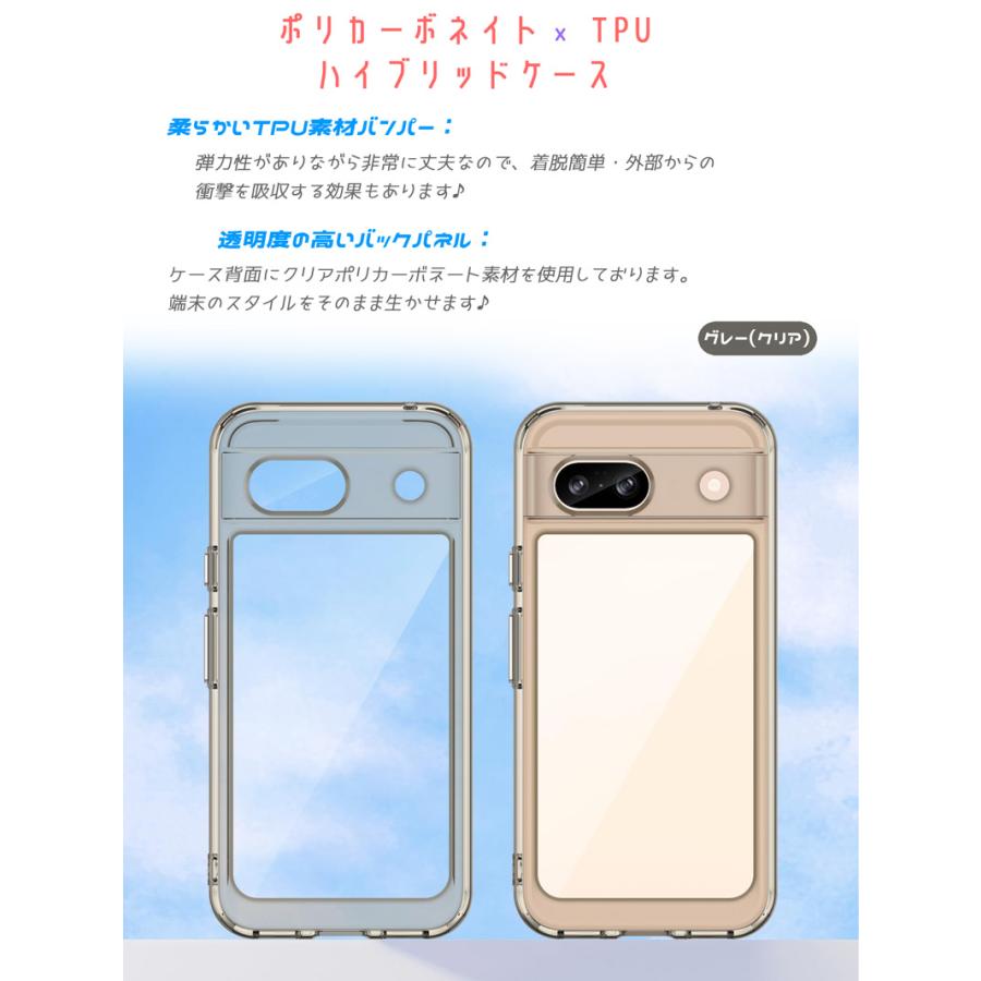 Google Pixel 8a ケース Google Pixel 8a バンパーケース PC背面 TPUバンパー 着脱簡単 耐衝撃 ストラップ穴付き 爆買 | Google Pixel | 02