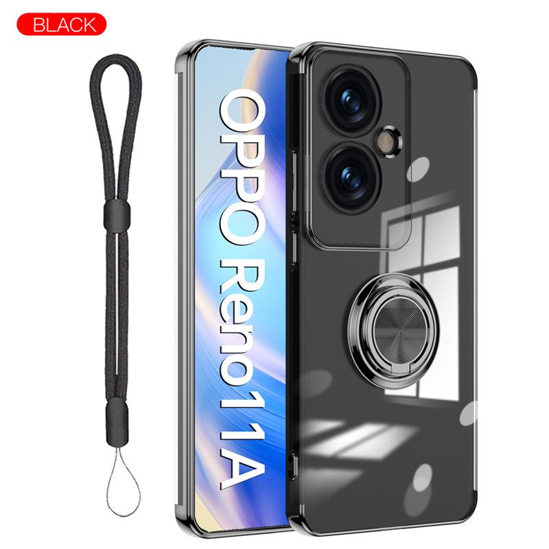 Reno OPPO Reno11 A ケース カバー リング付き TPU クリア メッキ加工