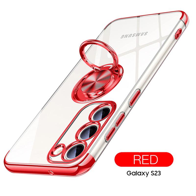 Galaxy S S23 ケース リング付き TPU クリア メッキ加工 耐衝撃