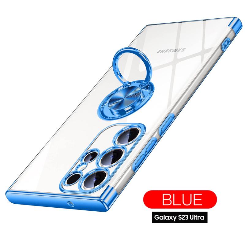 Galaxy S23 Ultra Dual SIM Free ケース付 美品 Galaxy S S23 Ultra ケース リング付き TPU クリア メッキ加工 耐衝撃