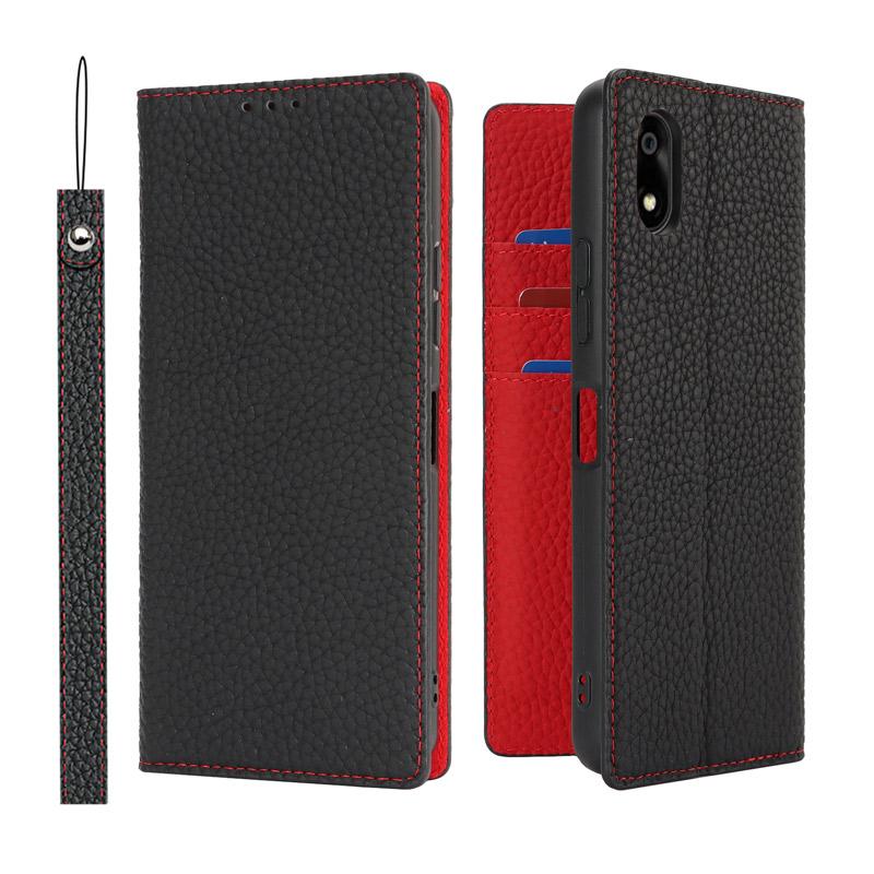 本革 かんたんスマホ4 ケース 手帳型 財布型 ベルト無し スタンド機能 カード収納 イヤホンクリップ ストラップ付き 爆買 | かんたんスマホ | 16