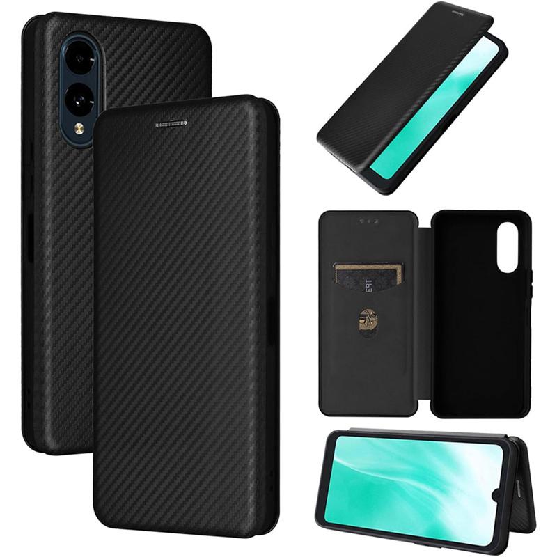 arrows We2 ケース 手帳型 炭素繊維風素材ハートカバー ベルト無し マグネット内蔵 落下防止リングストラップ 付き 爆買 | arrows We | 05