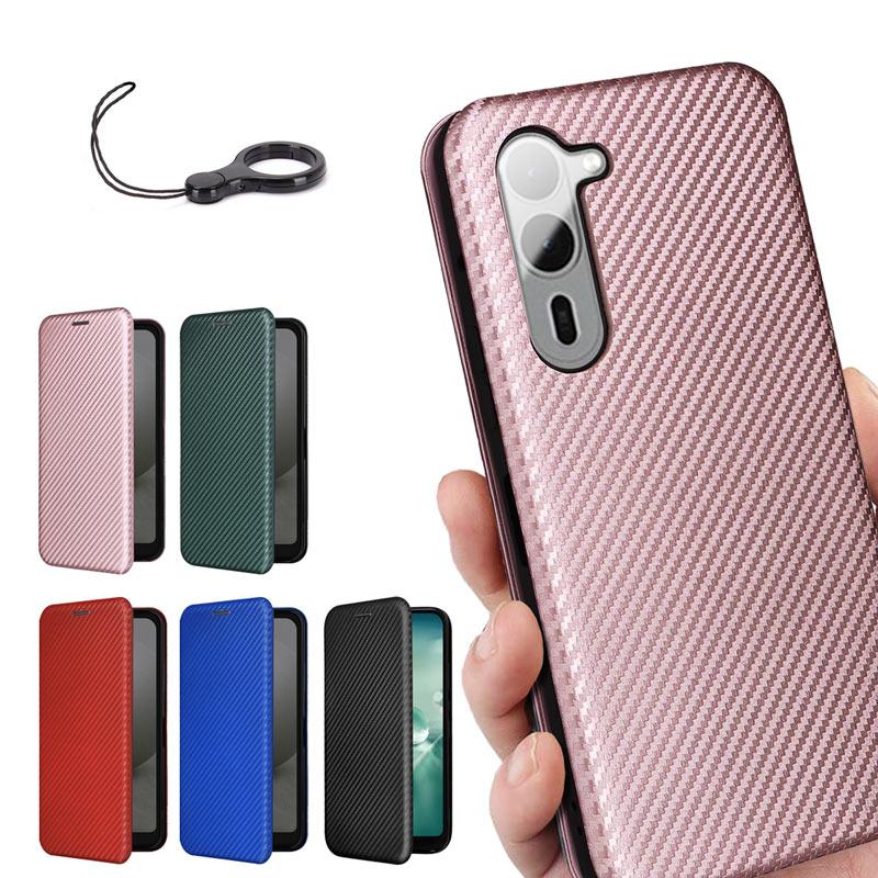 arrows We2 Plus ケース 手帳型 炭素繊維風素材ハートカバー ベルト無し マグネット内蔵 落下防止リングストラップ 付き 爆買 | arrows We | 19