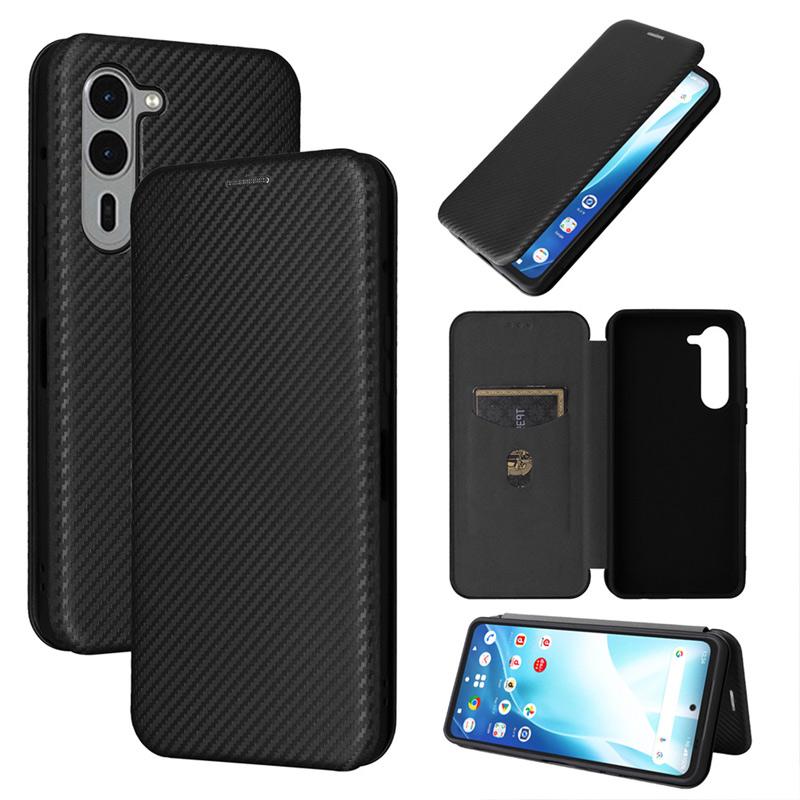 arrows We2 Plus ケース 手帳型 炭素繊維風素材ハートカバー ベルト無し マグネット内蔵 落下防止リングストラップ 付き 爆買 | arrows We | 05