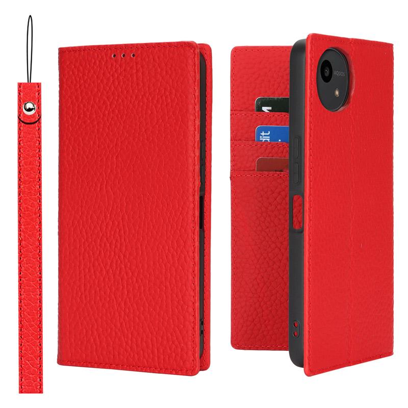 AQUOS wish 本革 wish5 ケース 手帳型 カバー ストラップ付き ベルト