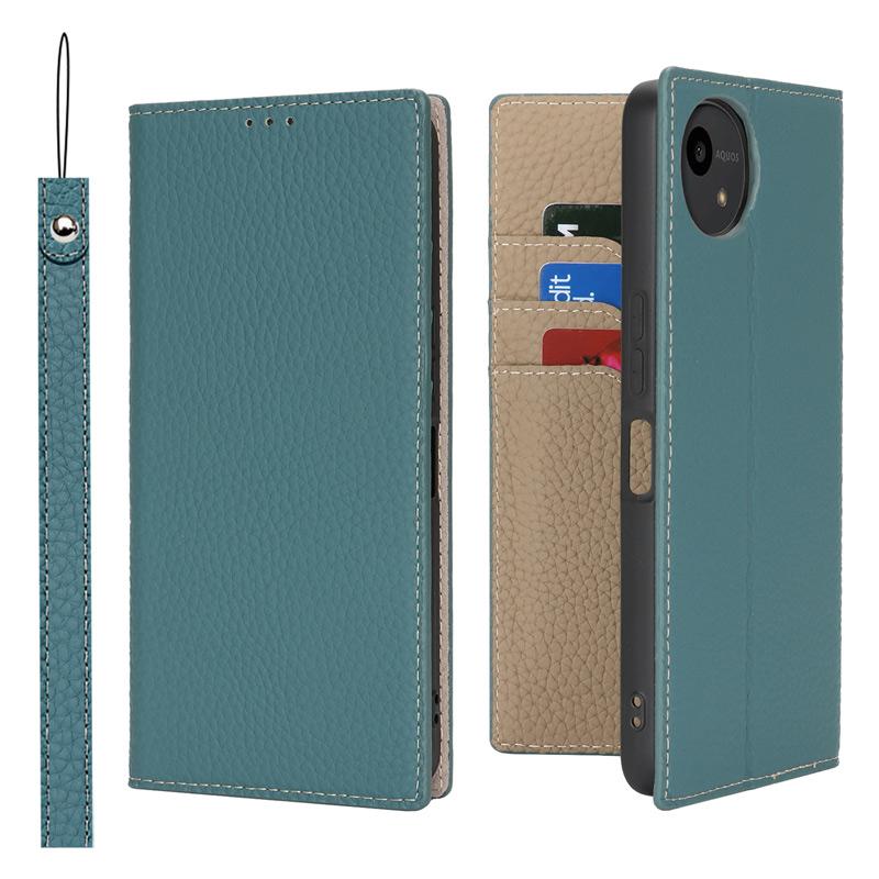 AQUOS wish 本革 wish5 ケース 手帳型 カバー ストラップ付き ベルト