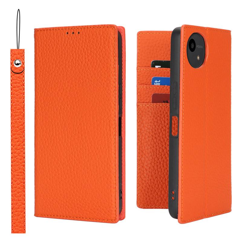 AQUOS wish 本革 wish5 ケース 手帳型 カバー ストラップ付き ベルト