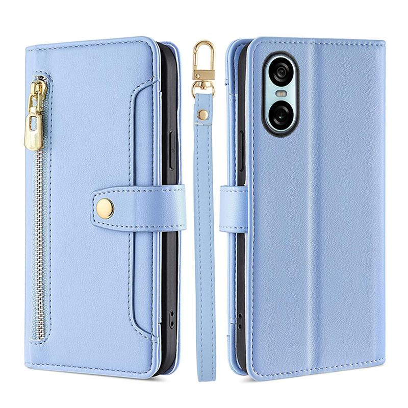 Xperia 10 VI ケース 手帳型 【 ストラップ 長+短 2本】肩掛け 財布