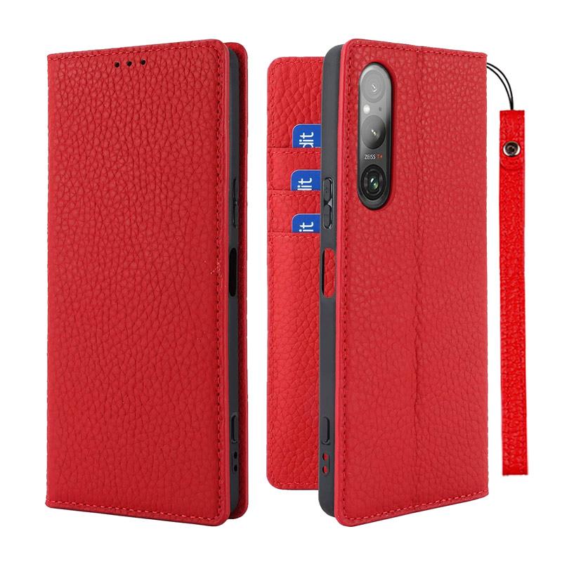 Xperia 1 本革 v ケース 手帳型 スマホケース ストラップ付き ベルト