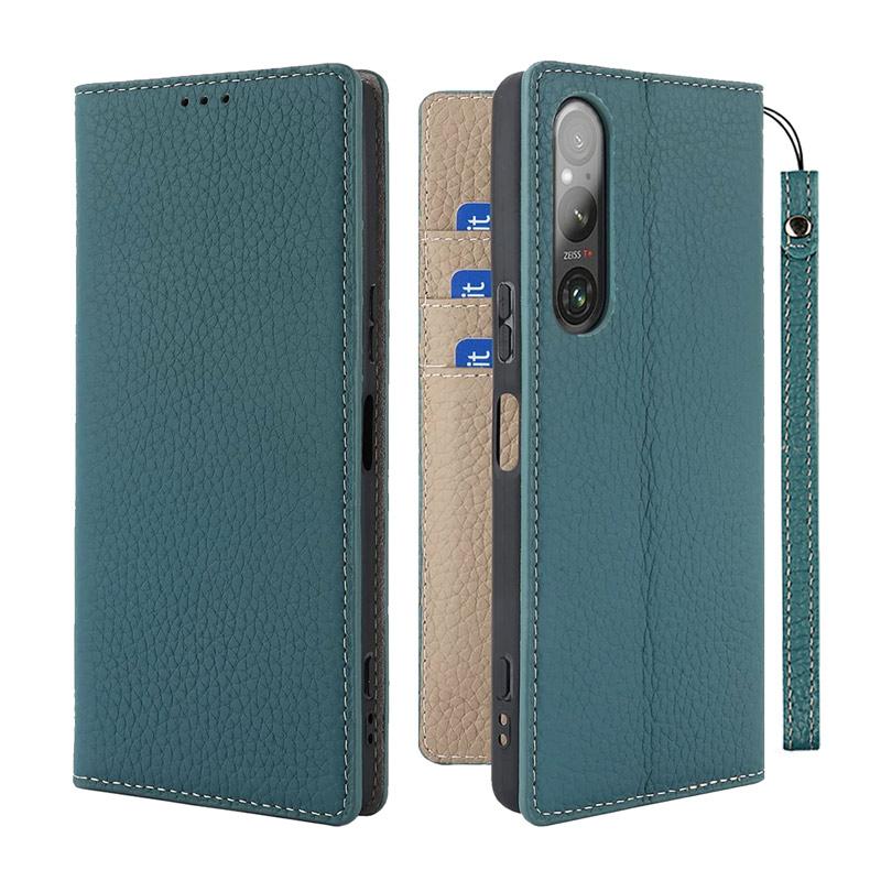 Xperia 1 本革 v ケース 手帳型 スマホケース ストラップ付き ベルト