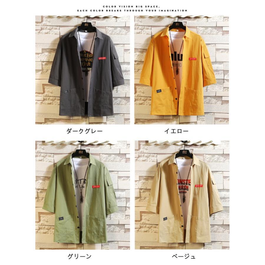 メンズ シャツ 七分袖 五分袖シャツ カジュアルシャツ トップス ポケット 細身 夏服 10代 20代 30代｜litchionline｜02