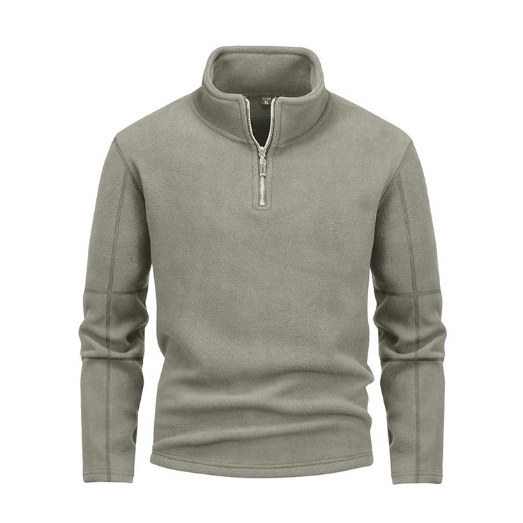 メンズ 秋トレーナー モックネック フリース ジップ 厚手 登山