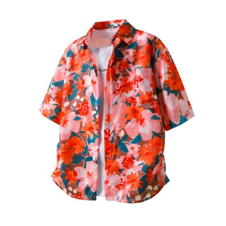 花柄シャツ メンズ 夏 半袖シャツ ロハシャツ 開襟シャツ 総柄シャツ