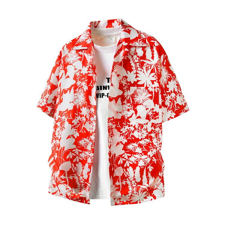 花柄シャツ メンズ 夏 半袖シャツ ロハシャツ 開襟シャツ 総柄シャツ