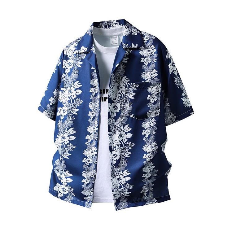 花柄シャツ メンズ 夏 半袖シャツ ロハシャツ 開襟シャツ 総柄シャツ