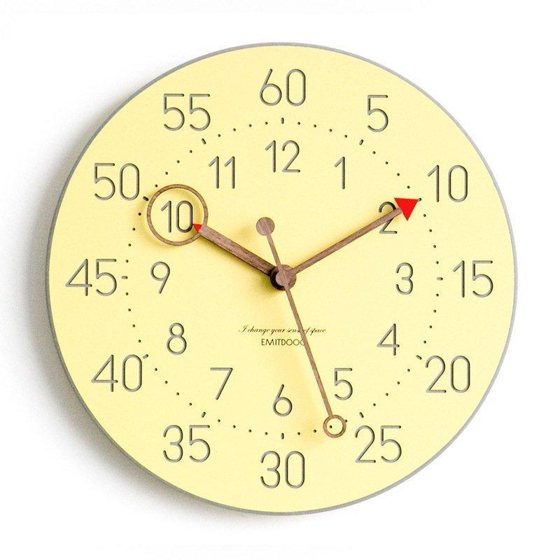 壁掛け時計 教育用クロック 掛け時計 知育時計 アラビア数字 壁掛け 木製 見やすい 北欧 デジタル 電池式 教育グッズ アラビア数字 教育用クロック 大文字 連続秒針 子供部屋 Litchionline シンプル Xdd 電池式 超人気の
