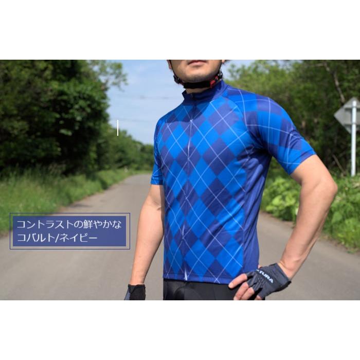 サイクルジャージ 『アーガイル』カジュアルジャージ リフレクター付 半袖 ロードバイク サイクルウェア |  | 12
