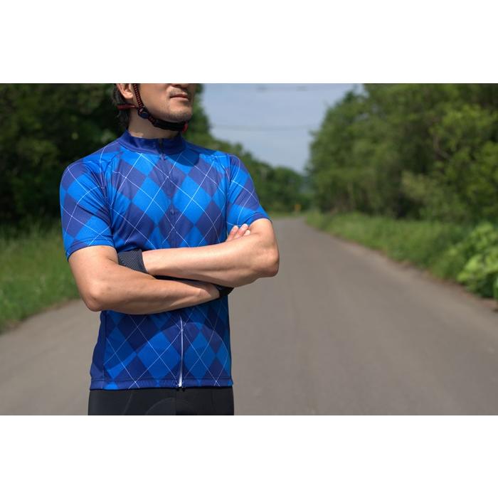 サイクルジャージ 『アーガイル』カジュアルジャージ リフレクター付 半袖 ロードバイク サイクルウェア |  | 13