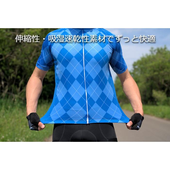 サイクルジャージ 『アーガイル』カジュアルジャージ リフレクター付 半袖 ロードバイク サイクルウェア |  | 04