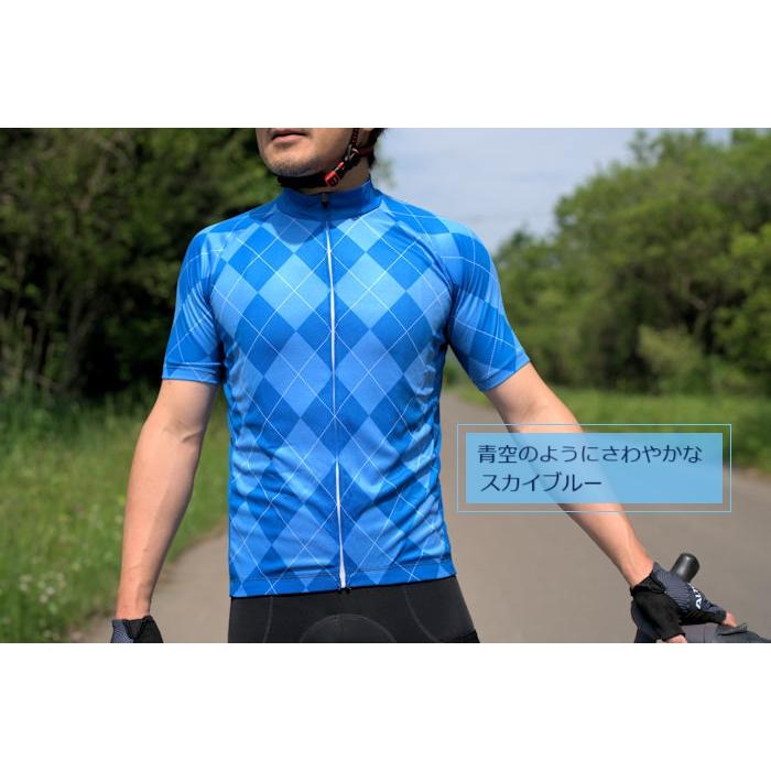 サイクルジャージ 『アーガイル』カジュアルジャージ リフレクター付 半袖 ロードバイク サイクルウェア |  | 05