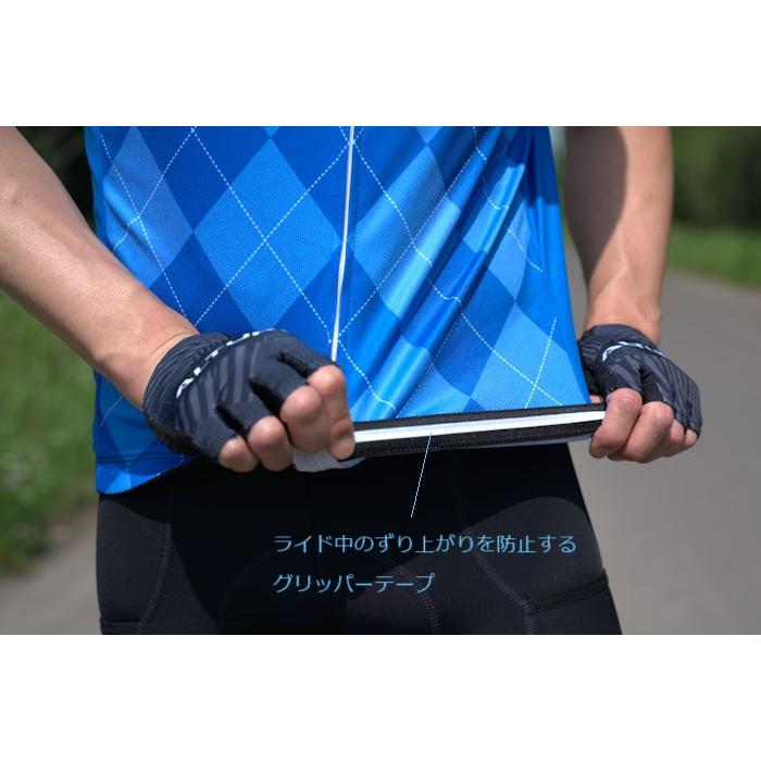 サイクルジャージ 『アーガイル』カジュアルジャージ リフレクター付 半袖 ロードバイク サイクルウェア |  | 06